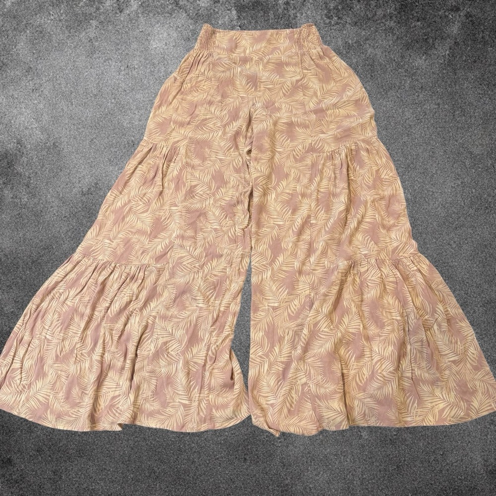 Forever 21 Summer Boho Tiered Wide Leg Pants Womens S Tropicalβ Beach Vacation